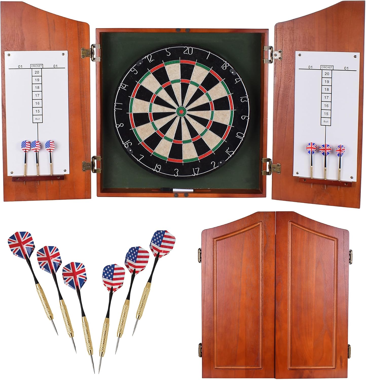 Centerpoint Bristle Dartboard and Solid Wood Cabinet - Dark Cherry Finish