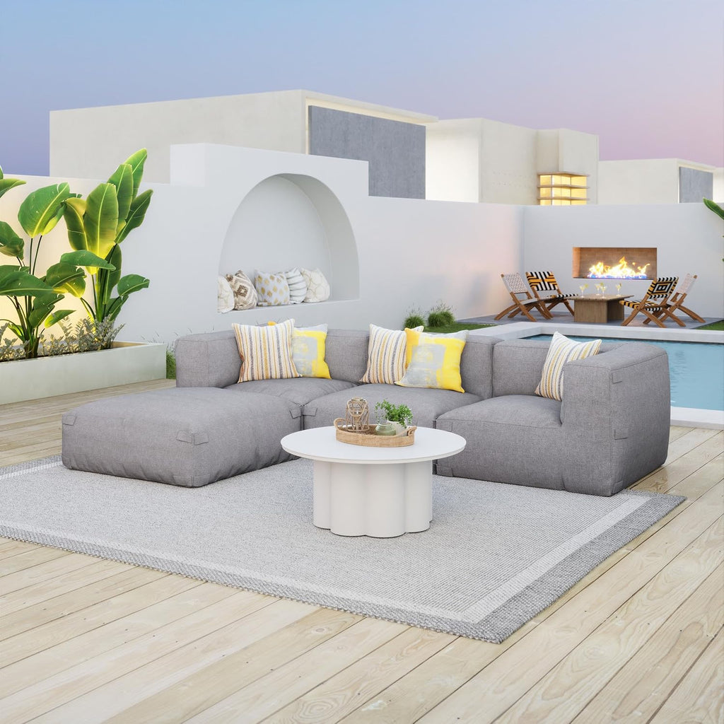 Zuo Luanda Outdoor Collection Ottoman Gray