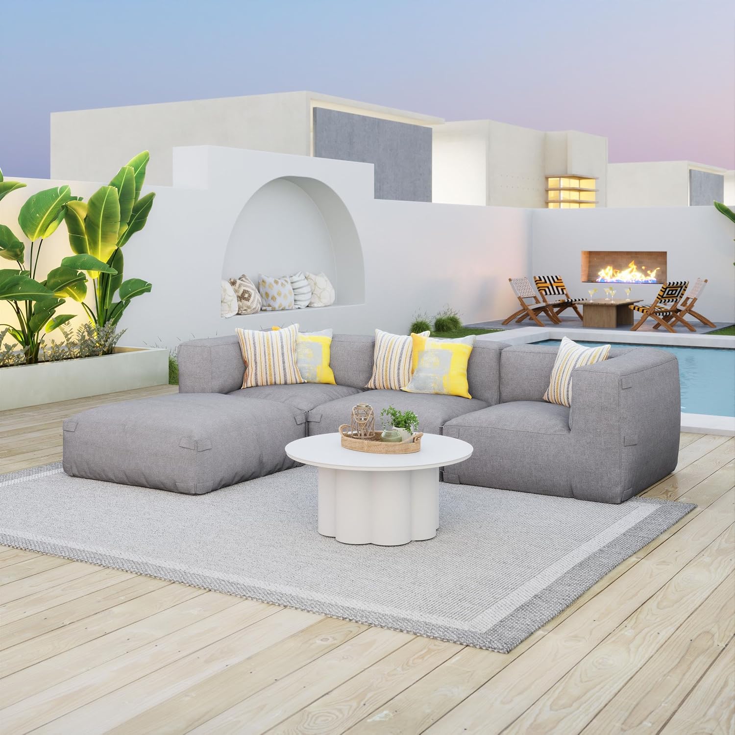 Zuo Luanda Outdoor Collection Ottoman Gray