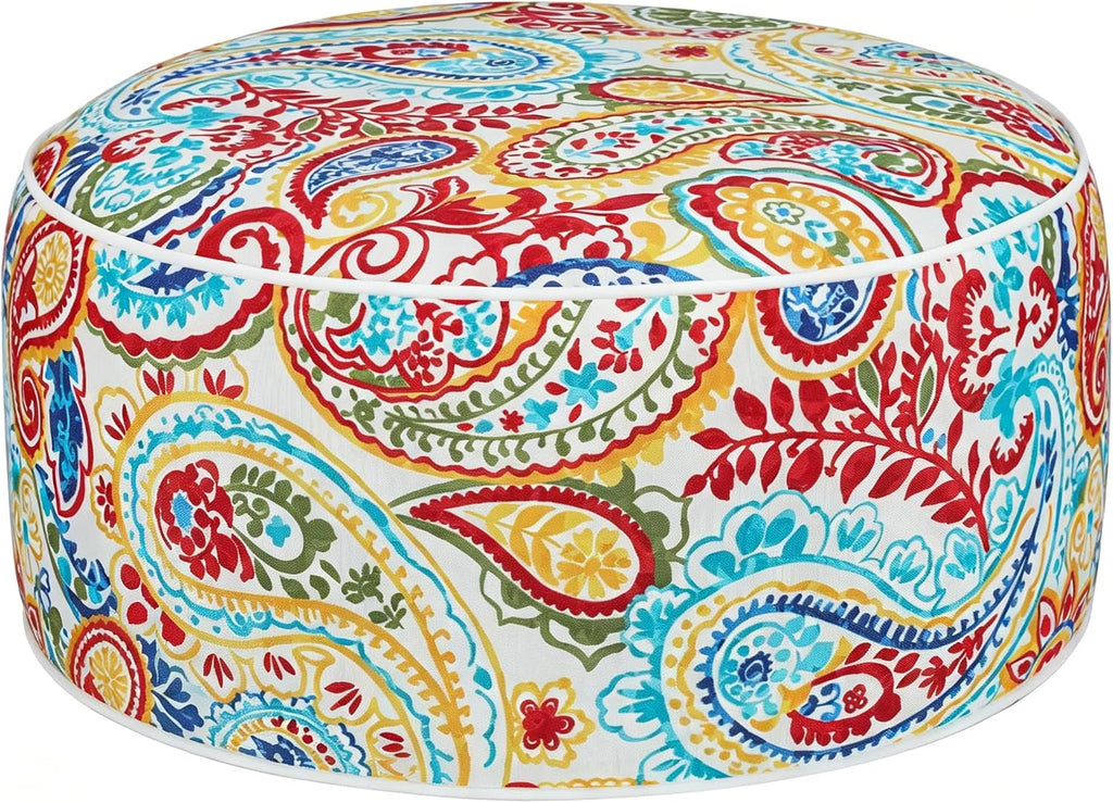 FUNHOME Inflatable Ottoman Stool D20xH9,Portable Round Pouf for Indoor/Outdoor Use,Foot Rest or Seating for Kids&Adults,Ideal for Camping or Home(Phoenix)