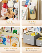 Twinkoo Kids Bookshelf and Toy Storage, Large 3 Tier Book Shelf for Kids Rooms, Sling Baby Bookcase with Stuffed Animal Storage, Toddler Montessori Bookshelf (Grey, 3 Column)