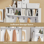 71" Hall Tree with Bench and Shoe Storage, Entryway Hall Tree with 2 Doors and 6 Adjustable Shelves, Cushioned Storage Bench with Coat Rack for Hallway, Living Room, Mudroom