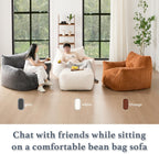 Giant Plush Bean Bag Chair for Adults with Armrests - Oversized Comfy Beige Beanbag Lounge Lazy Floor Sofa Accent Chair for Living Room, Bedroom & Dorm, Cozy Fluffy Single Cloud Mini Couch