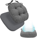 BUYUE Double-Layer Thickened Chair Cushion for Dining Chair, Natural Latex Foam Support, 2-Faced Reversible Kitchen Seat Cushion, Practical Non-Slip Chair Pad, 1 PC, Dark Grey