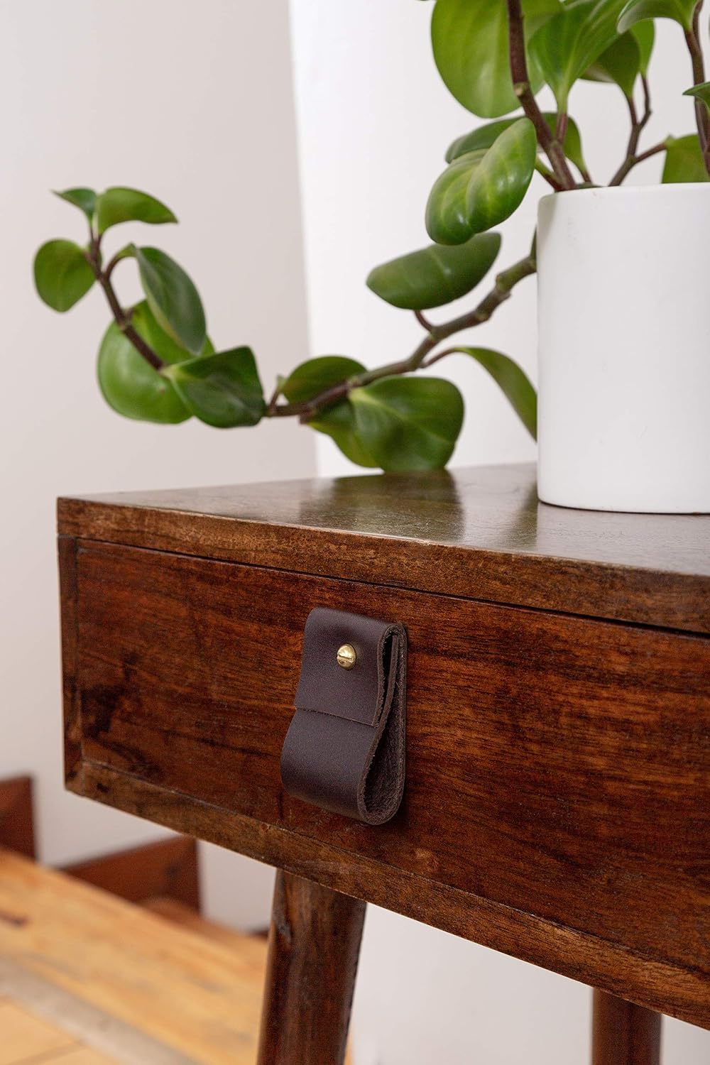 Leather and Brass Drawer Pull