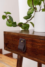 Leather and Brass Drawer Pull