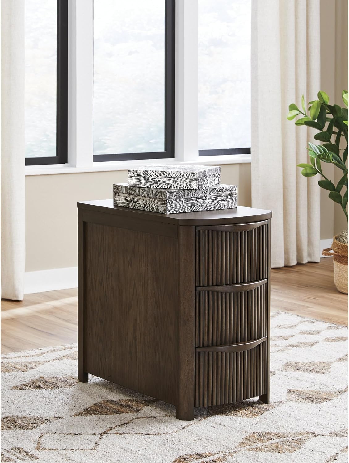 Signature Design by Ashley Camdill Chairside Contemporary End Table with USB Port and Charging Station, Dark Brown