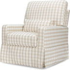 Namesake Crawford Pillowback Comfort Swivel Glider in Tan Gingham, Water Repellent & Stain Resistant, Greenguard Gold & CertiPUR-US Certified