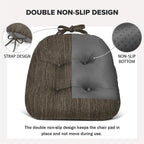 baibu 14×14 Metal Dining Chair Pads with Ties Set of 2, Super Soft Kitchen Chair Cushions Bar Stool Cushions with Non-Slip Bottom - 2 Cushions only (Brown, 14×14×2.5in)
