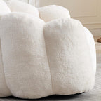 YITAI Large Bean Bag for Adults, Faux Fur Reading Sofa Chair with Petal Backrest,Fluffy Comfy Chair for Bedroom, Living Room, Study, Game 1PC Beige