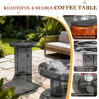 Storm Glass Side Table for Living Room, Round End Table with Tempered Glass Top (Grey, 14.96)