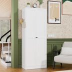 72" White Metal Kitchen Pantry Cabinet with Doors & 5 Adjustable Shelves, Heavy-Duty Freestanding Storage Organizer Utility Cupboard for Pantry, Kitchen, Bathroom