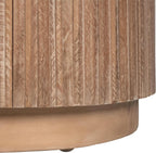 East at Main Monroe Natural Brown Teak End Table – Round Accent Table for Living Room, Bedroom, or Entryway – Solid Wood Handmade Nightstand for Coastal, Boho, and Modern Farmhouse Décor