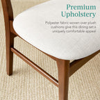 Best Choice Products 7-Piece Wooden Dining Room Table Set, Mid-Century Modern, Kitchen Table w/ 6 Chairs, Upholstered Cushions, Curved Backrests, Rounded Table Corners - Walnut/Cream