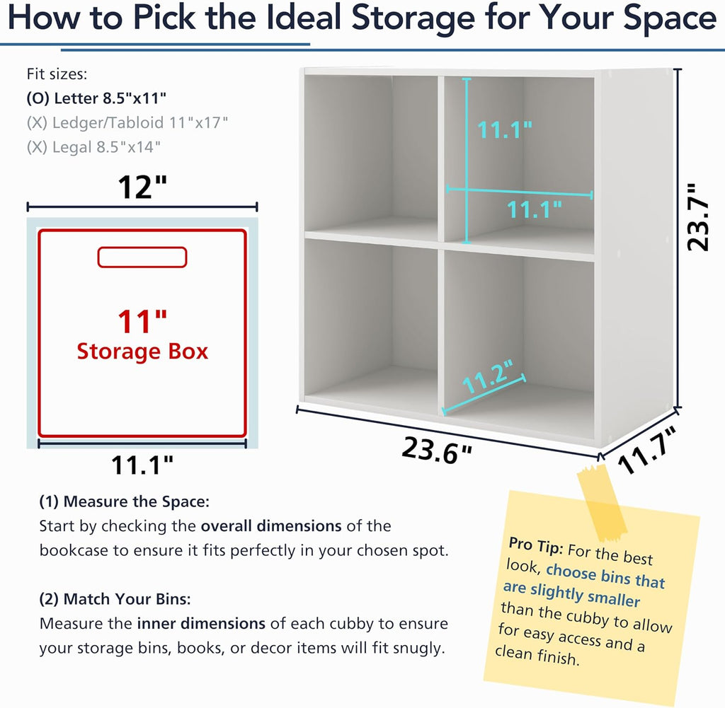 Homes: Inside + Out Apexa 3-Cube Storage Organizer Shelves, Stackable Wood Bookcase Fits Cubby Bins for Organization, Dorm Teen Room Decor & Home Office, White