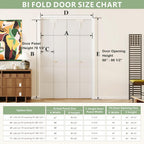 Bifold Doors for 48" x 80" Opening, Preassembled 5 Panel Grooved Hollow Core Folding Door with Hardware Kit & Bifold Door Lock, White Primed Interior Doors for Closet, Pantry & Laundry