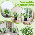 2 Pack Artificial Potted Boxwood Topiary Trees - UV Resistant Faux Outdoor Potted Plants, Spring Summer Greenery Fake Bushes for Front Door Farmhouse Garden Porch Outdoor Decor