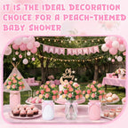 6 Sets Artificial Peach Branches with Vase Ribbon 12.6'' Realistic Faux Fruit Bouquet Fake Stem with Green Leaves Decorative for Home Party Farmhouse Table Decor (Pink, White, Clear)