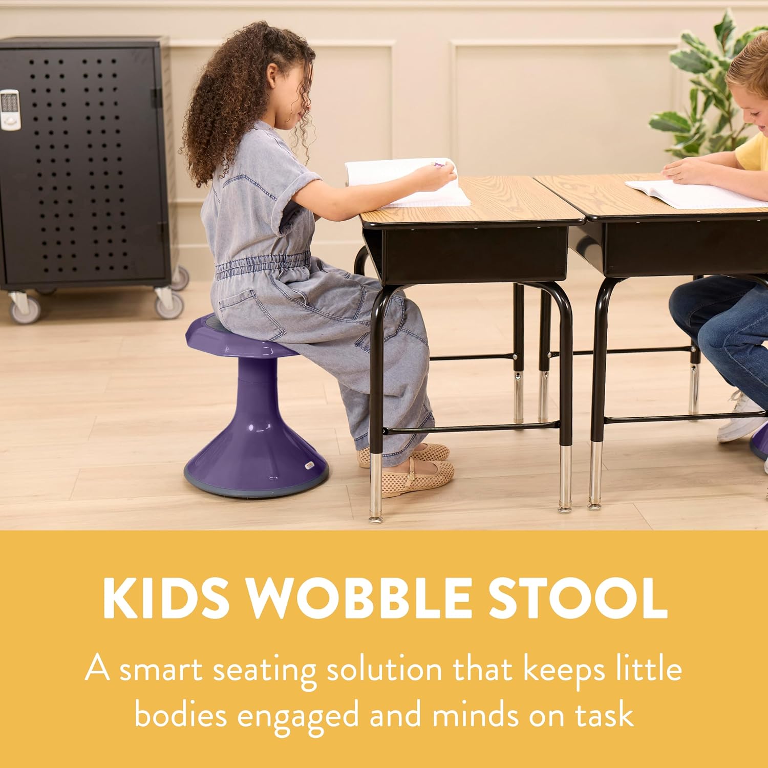 Back2School Express Wobble Sensory Stool, 15in Seat Height, Flexible Seating, Eggplant