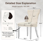 adochr Velvet Dining Chairs Set of 6, Upholstered Kitchen Chairs with Mteal Legs, Modern Button Tufted Back with Square Pull Ring Trim for Dining Room, Beige