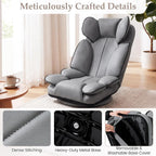 Giantex 360° Swivel Floor Gaming Chair, Folding Lazy Lounger Couch with 6-Position Adjustable Backrest & Sponge Filling, Lazy Sofa Lounge Chair, Video Gaming Chair for Reading, Relaxing (Gray)