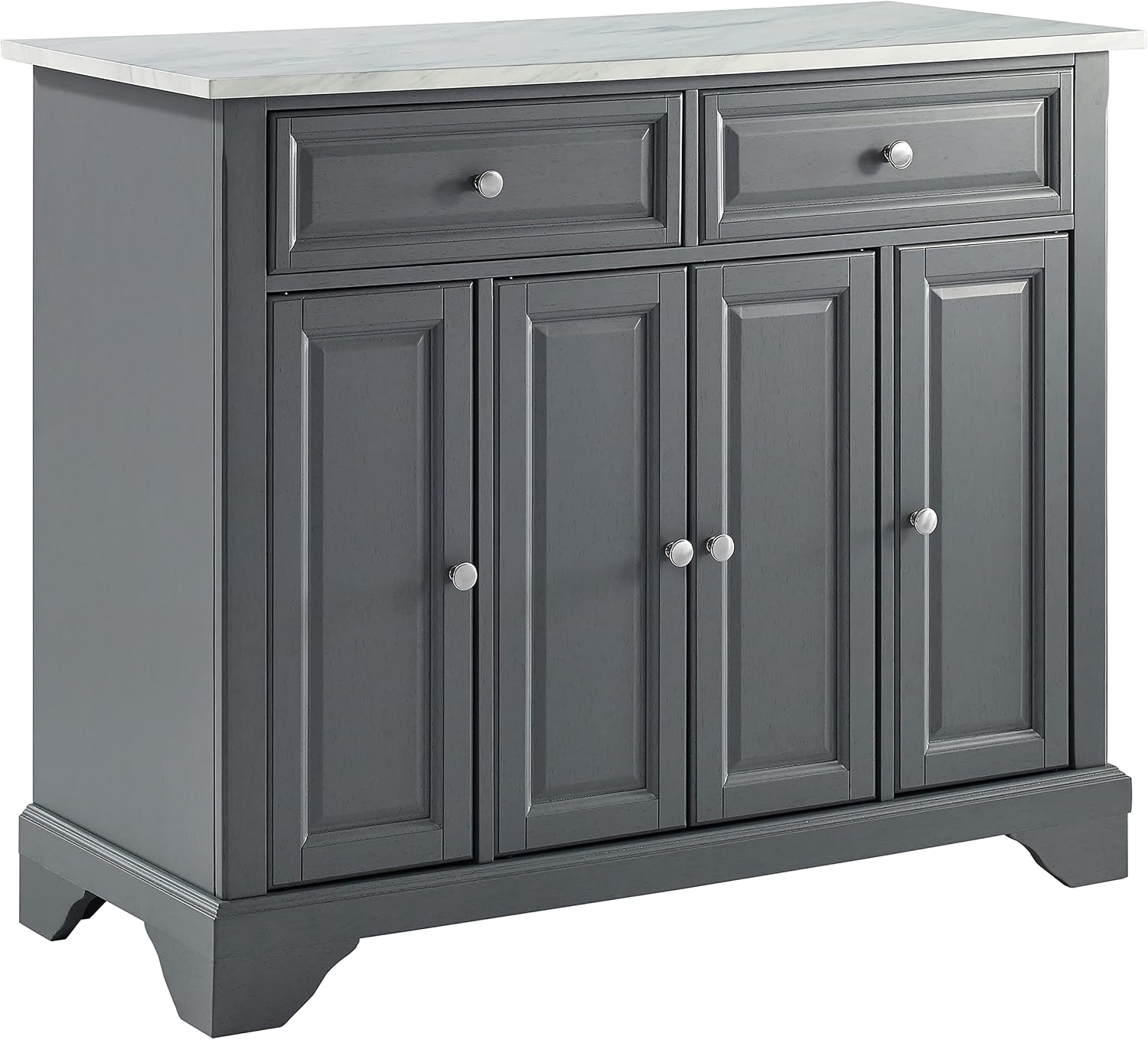 Crosley Furniture Avery Kitchen Island with Storage Shelves, Microwave Stand, Coffee Bar, Gray