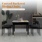 DYHOME Black Boucle Dining Chairs Set of 4, Modern Upholstered Dining Chairs with 4" Thick Cushion and Sturdy Metal Legs for Dining Room, Kitchen