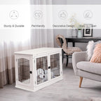 26-inch Durable Heavy-Duty Solid Premium Engineered Wood Dog End Table with Two Secure Lockable Doors and Expanded Storage Top Shelf White