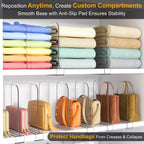 OKPOW Shelf Dividers for Closet Organization - 8 Pack 8" Tall X 12" Deep Acrylic Clear Sturdy Separators for Clothes Purse - Adjustable Removable Easy to Install Storage for Wood Cabinet Housewife
