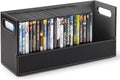 Stock Your Home DVD Storage Box, Movie Shelf Organizer for Blu-Ray, Video Game Cases, CDs, VHS Tape Display Stand, Disc Holder Can Store Up to 28 DVDs, Faux Leather (Black) 2 Pack