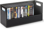 Stock Your Home DVD Storage Box, Movie Shelf Organizer for Blu-Ray, Video Game Cases, CDs, VHS Tape Display Stand, Disc Holder Can Store Up to 28 DVDs, Faux Leather (Black) 2 Pack