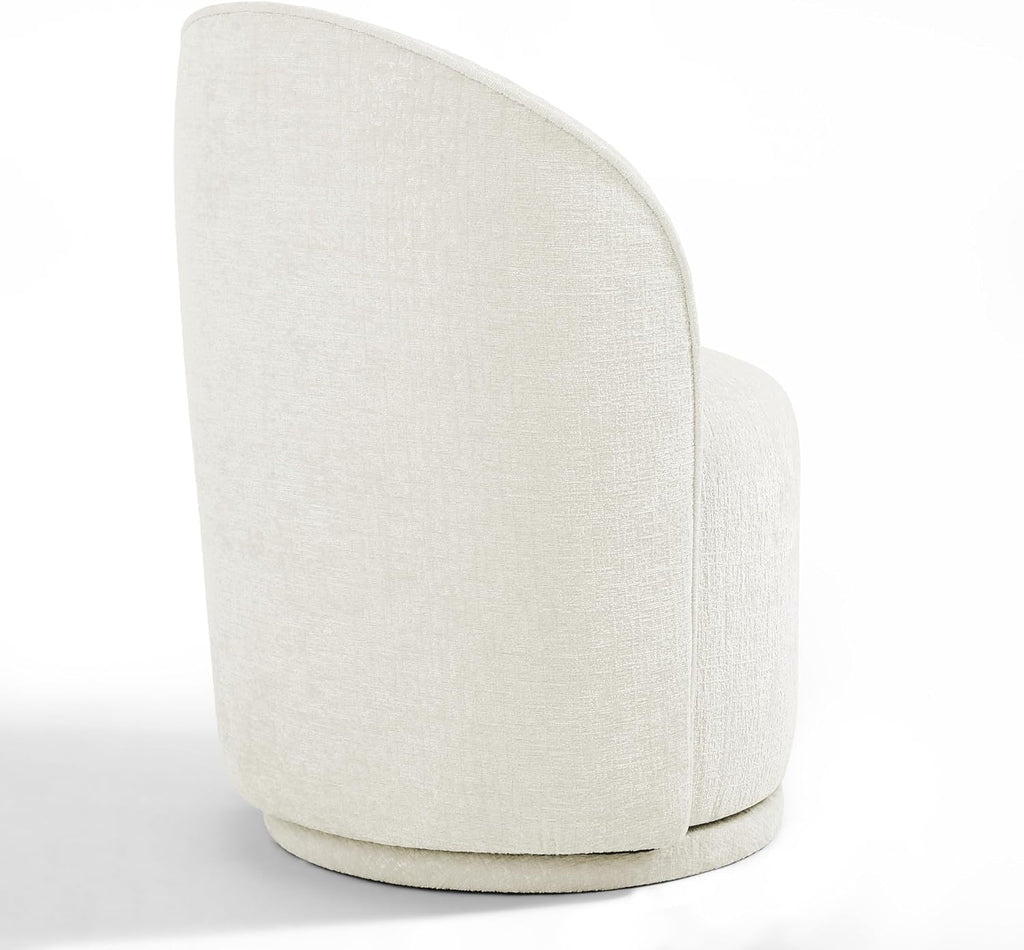 360° Swivel Barrel Accent Chair, Chenille Upholstered Kitchen Dining Room Chair, Makeup Vanity Side Chair for Bedroom Living Room - Beige