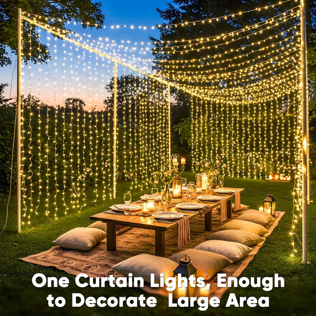 suddus 300 LED Curtain Lights Warm White 2PACK
