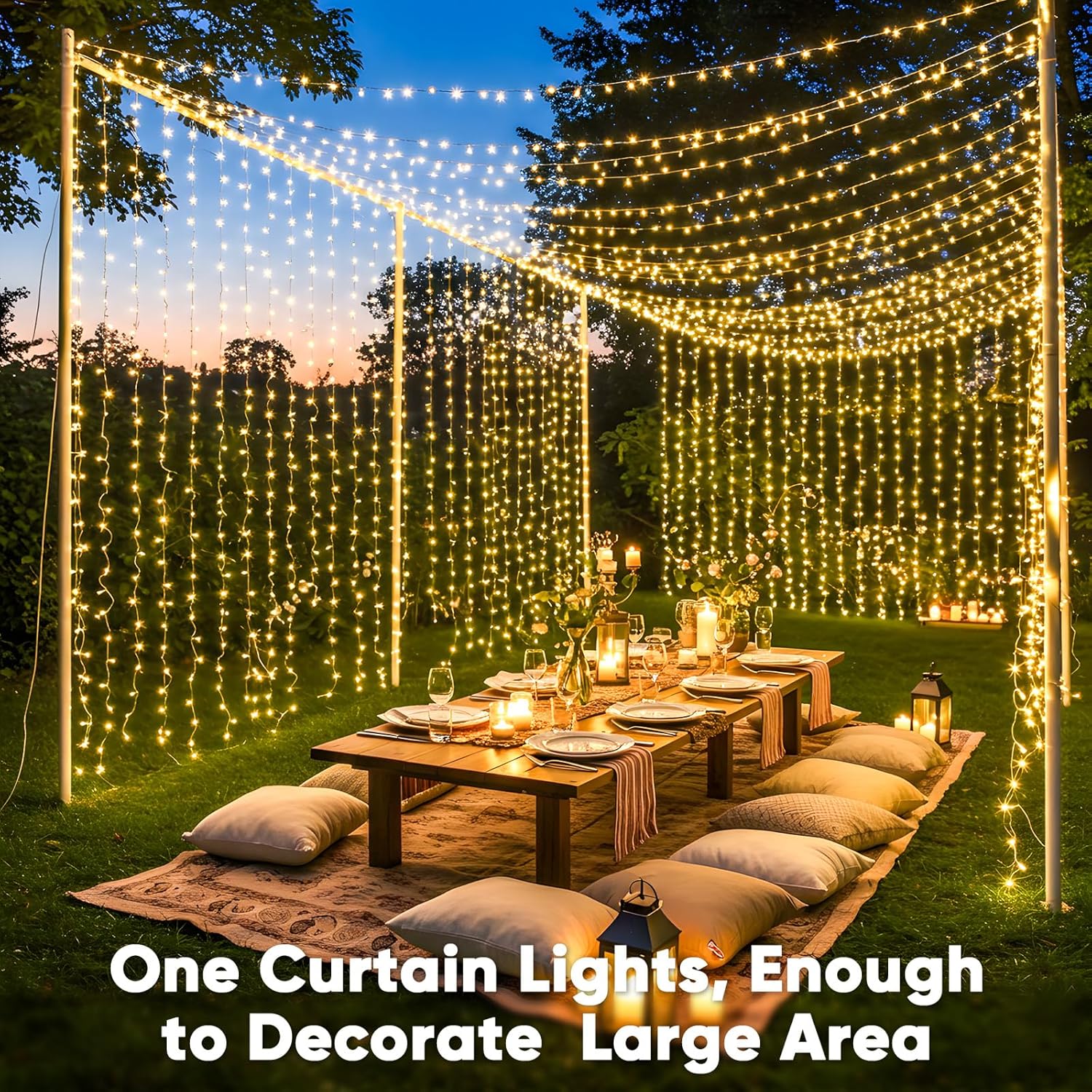 suddus 300 LED Curtain Lights Warm White 2PACK
