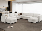 Oversized Modular Sectional Sofa, U Shaped Wide Deep Seat Cloud Couch, Large 9 Seater Modern Chenille Couches for Living Room, No Tool Assembly, Beige
