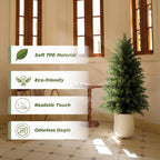 Mavis's Diary 3ft Artificial Cedar Topiary Tree, Set of 2 Realistic Faux Evergreen Shrub Plant in Planter, Indoor Outdoor Fake Cedar Tree for Front Porch, Entryway, Office & Home Decor