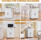 Yaheetech Kitchen Cart with Drawer, Kitchen Island on Wheels with Storage Rack & Cabinets, Microwave Cart for Kitchen with Storage, Rolling Coffee Cart Station, White