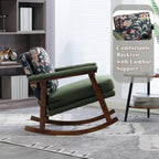 Rocking Chair Nursery with Sponge Cushion, Comfortable Accent Chair with Lumbar Support, Glider Armchair with Removable Seat & Back Pad for Living Room Bedroom Office Sunroom Indoor, Antique Green