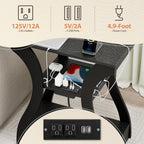 ZENY End Tables Set of 2 with Charging Station, Side Table with USB Ports and Outlets, 3 Tier Nightstand with Storage Shelf for Living Room, Bedroom, Black