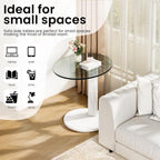 Recaceik Glass End Table, 22-Inch Round Glass Coffee Table, Modern Round Tempered Table for Small Spaces, Living Room, Bedroom