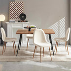 Howtek 5 Piece Dining Table Set, Modern Rectangular Kitchen Dining Room Table with 4 Teddy Fabric Dining Chairs, Space-Saving Kitchen Table Set for Apartment, Living Room, Small Space