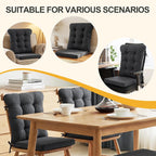 ROYALAY 2 Sets Cushions for Kitchen Chairs, Dining Chair Back Cushion with Straps, Dining Room Seat Pad & Back Pad with Removable Cover, Grey
