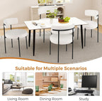 Giantex Sherpa Dining Chairs Set of 4, Upholstered Round Kitchen Chairs with Curved Backrest & Metal Legs, Modern Armless Side Chairs, White Boucle Accent Chairs for Dining Room, Living Room