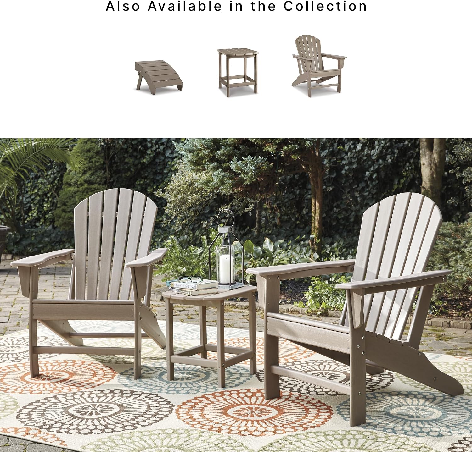 Signature Design by Ashley Sundown Treasure Outdoor Patio HDPE Adirondack Chair, Light Brown
