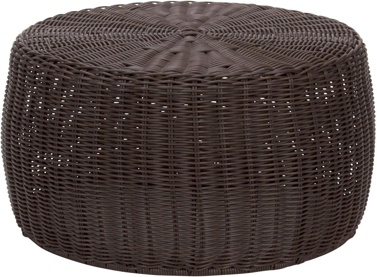 Household Essentials Round Handwoven Resin Storage Stool Ottoman, Brown