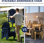 nevilywood Compact Stackable Adirondack Chairs Set of 4, 26.3" Wide HDPE Outdoor Patio Chairs - Durable, Space-Saving Design for Porch, Lawn or Garden, Navy