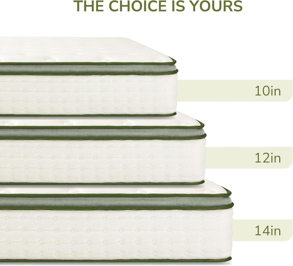 Queen Mattress, 12 Inch Medium Firm Hybrid Mattress in a Box, Motion Isolation, Reinforced Edge Support, Fiberglass-Free, Pressure Relief, CertiPUR-US Certified