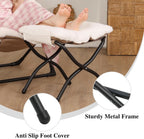 15"(H) Folding Ottoman, Set of 2, Foldable Footrest Stool, Small Foot Stool for Couch, Collapsible Foot Rest Ottoman for Sofa, Accent Padded Ottomans for Living Room, Bedroom, White