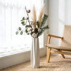 Ceramic Tall Floor Vase, White 17.7" Large Flower Vase Decorative Vases for Pampas Grass Living Room Modern Home Decor Office Bedroom Kitchen Wedding House Décor, Gift for Wedding Housewarming