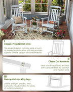 GREENVINES Outdoor-Rocking-Chairs-Set-of-2 | HDPE Plastic | Patio Rockers | Porch Rocker Chair | Oversized | High Back | Big & Tall | White